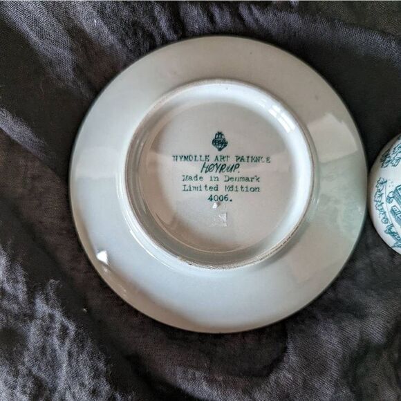 Nymolle Art Faience Hoyrup Denmark Cup & Saucer 6007 Village Harbor Scene 1970s - Picture 5 of 9